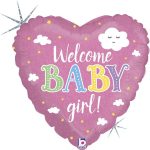 18'' Μπαλόνι γέννησης Καρδιά Welcome Baby Girl