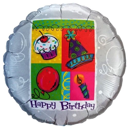 18 Μπαλόνι Ασημί Happy Birthday