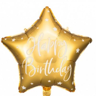 18 Μπαλόνι Αστέρι Happy Birthday Χρυσό