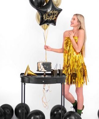 18 Μπαλόνι Αστέρι Happy Birthday Μαύρο