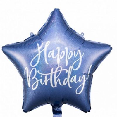 18 Μπαλόνι Αστέρι Happy Birthday Μπλε Navy
