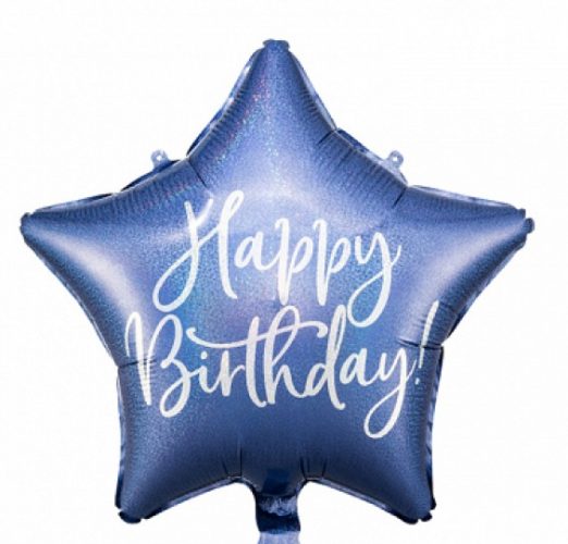 18 Μπαλόνι Αστέρι Happy Birthday Μπλε Navy