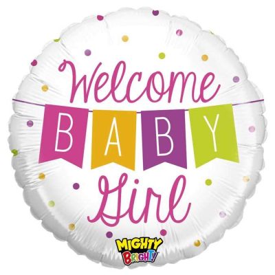 21 Μπαλόνι γέννησης Welcome Baby Girl μπάνερ
