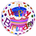 18 Μπαλόνι Happy Birthday cup cake πουά