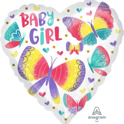 18 Μπαλόνι καρδιά Baby Girl Πεταλούδες
