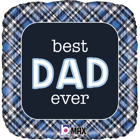 18 Τετράγωνο Μπαλόνι Best Dad Ever Καρό