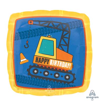 18 Τετράγωνο μπαλόνι Construction Birthday