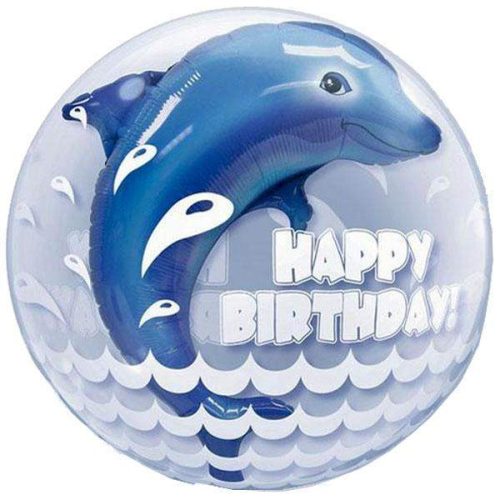 24 Μπαλόνι Bubble δελφίνι Happy Birthday