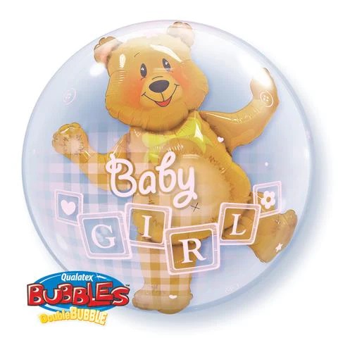 24 Μπαλόνι Bubble διπλό Αρκουδάκι Baby Girl