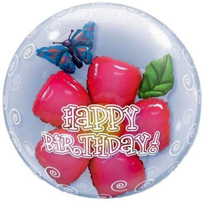 24 Μπαλόνι Bubble λουλούδι Happy Birthday