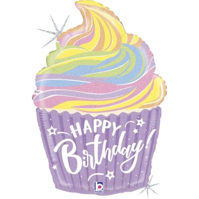 27 Μπαλόνι παστέλ Birthday Cupcake