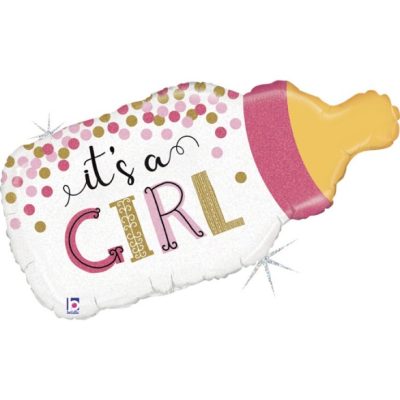 33 Μπαλόνι γέννησης It's a Girl Μπιμπερό με κομφετί
