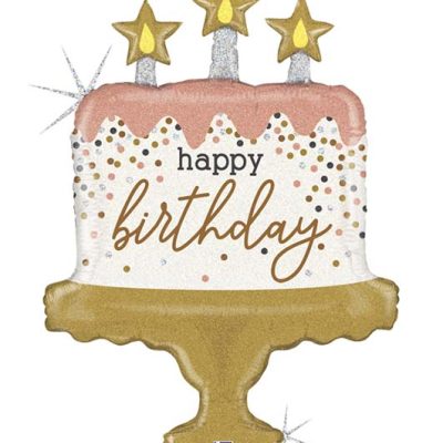 33 Μπαλόνι τούρτα Happy Birthday με κομφετί