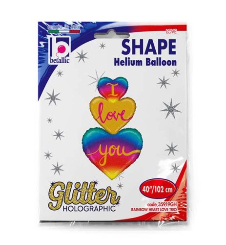 40'' Μπαλόνι αγάπης ουράνιο τόξο με γκλίτερ