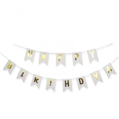 Άσπρο διακοσμητικό Μπάνερ Happy birthday