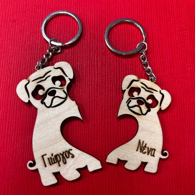Μπρελόκ για ζευγάρι - Σκυλάκια pug (2 τεμ)