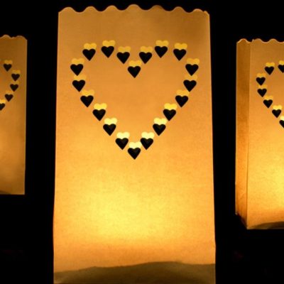 Χάρτινα Φαναράκια Γάμου Καρδιά 10 τεμ
