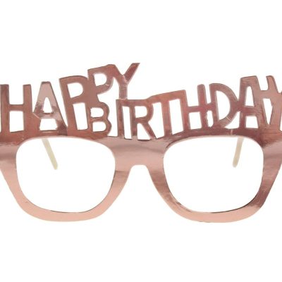 Χάρτινα Rosegold Γυαλιά Happy Birthday 4 τεμ