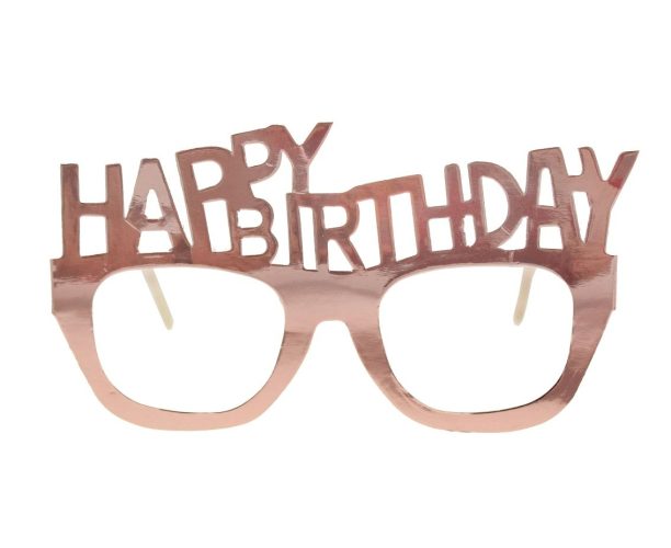 Χάρτινα Rosegold Γυαλιά Happy Birthday 4 τεμ