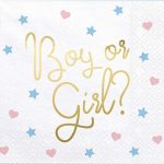 Χαρτοπετσέτες Boy or Girl για Gender Reveal 20 τεμ