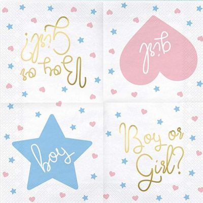 Χαρτοπετσέτες Boy or Girl για Gender Reveal 20 τεμ