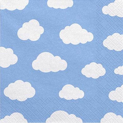 Χαρτοπετσέτες γαλάζιες με συννεφάκια 20 τεμ