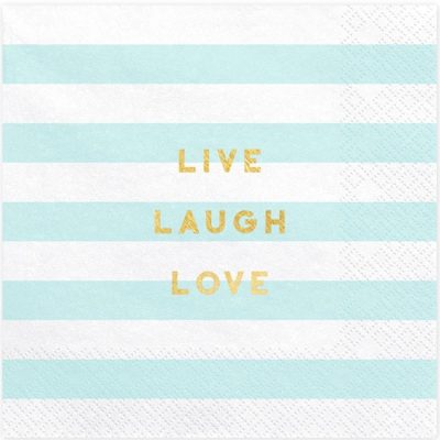Χαρτοπετσέτες Γαλάζιες ριγέ - Live Laugh Love 20 τεμ