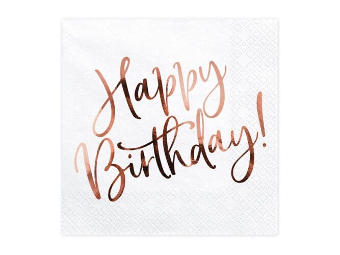 Χαρτοπετσέτες Happy Birthday Ροζ Χρυσό 20 τεμ
