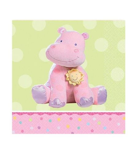 Χαρτοπετσέτες με ροζ Ιπποπόταμο 16 τεμ