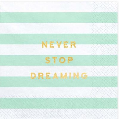 Χαρτοπετσέτες Μέντα ριγέ - Never Stop Dreaming 20 τεμ