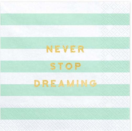Χαρτοπετσέτες Μέντα ριγέ - Never Stop Dreaming 20 τεμ
