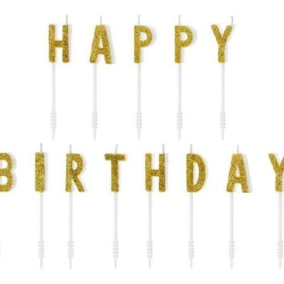 Χρυσά κεράκια Happy Birthday με γκλίτερ