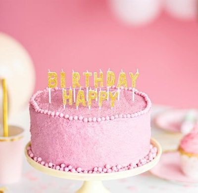 Χρυσά κεράκια Happy Birthday με γκλίτερ