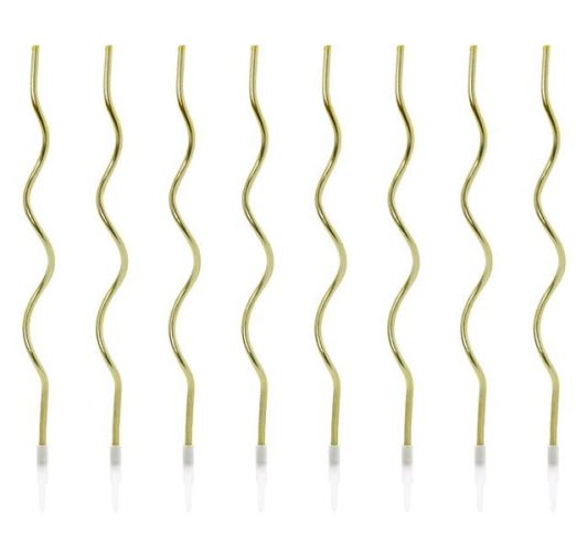 Χρυσά ψηλά κεράκια Curl 8 τεμ