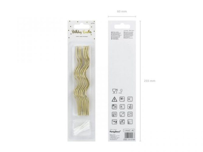 Χρυσά ψηλά κεράκια Curl 8 τεμ