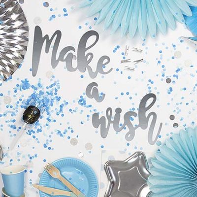 Διακοσμητικό μπάνερ ασημί Make a wish