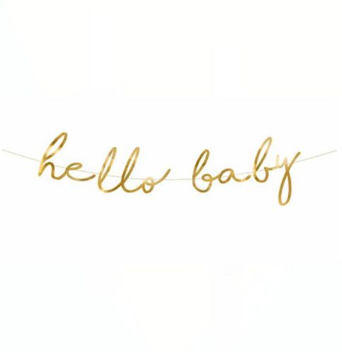 Διακοσμητικό μπάνερ χρυσό Hello Baby 70 εκ.