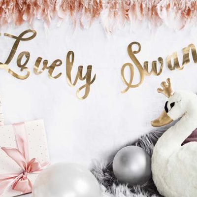 Διακοσμητικό μπάνερ χρυσό Lovely Swan