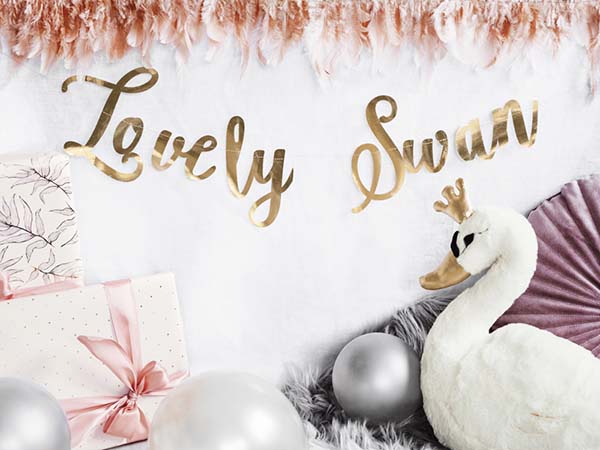 Διακοσμητικό μπάνερ χρυσό Lovely Swan