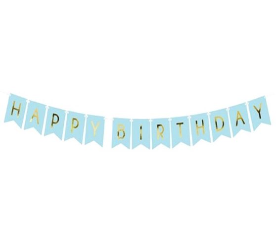 Διακοσμητικό μπάνερ γαλάζιο Happy birthday