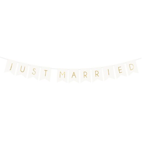 Διακοσμητικό μπάνερ γάμου λευκό Just Married