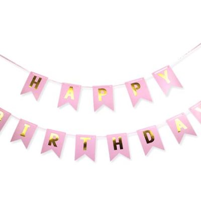 Διακοσμητικό μπάνερ ροζ Happy birthday