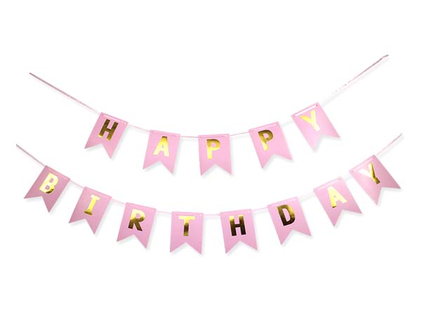 Διακοσμητικό μπάνερ ροζ Happy birthday