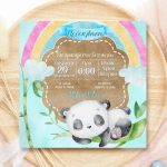 Προσκλητήριο βάπτισης Αρκουδάκι Panda Rainbow