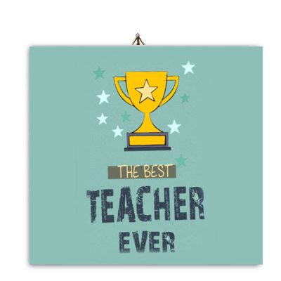 Ξύλινο καδράκι "Best teacher Κύπελο"