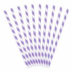 Καλαμάκια χάρτινα Λιλά ριγέ 10 τεμ