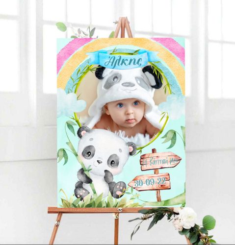 Καμβάς Βάπτισης με φωτογραφία Panda