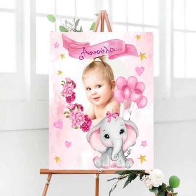Καμβάς Βάπτισης Ελεφαντάκι κορίτσι