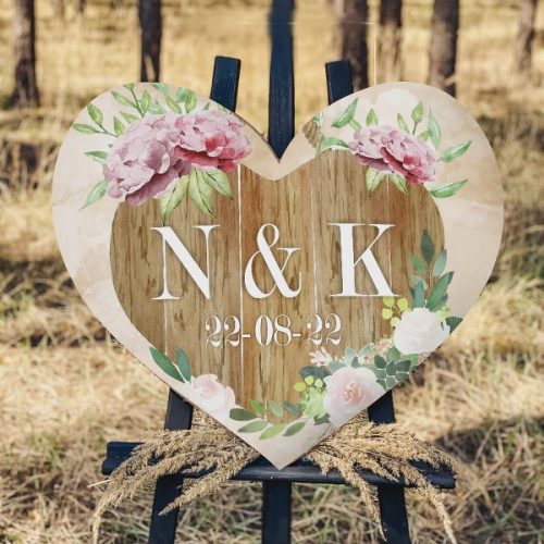 Ξύλινη Καρδιά Υποδοχής για γάμο