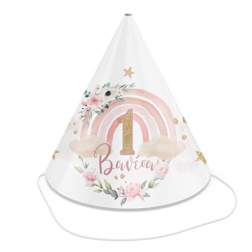 Καπελάκια πάρτυ ουράνιο τόξο 1st (4 τεμ)